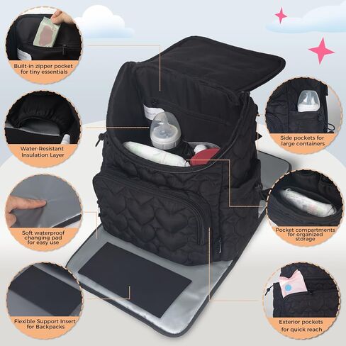 Baby Diaper Bag Backpack, Multifunction Baby Bag for Mom Dad, Large Capacity Diaper Backpack with Changing Pad Stylish Pañaleras para Bebe Stroller Straps, Newborn Baby Essentials Must Haves for Women in Saudi Arabia