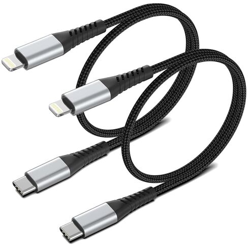 كابل USB C إلى Lightning بطول 2 قدم، 2 كابل شحن iPhone USB C مضفر بطول 2 قدم من النوع C إلى كابل Lightning PD شحن سريع لهاتف iPhone 14 13 12 11 Pro Max Mini 10 8 7 Plus XR XS SE in Kuwait