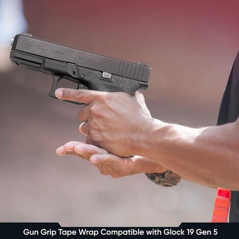 شريط قبضة مسدس Handleitgrips متوافق مع Glock 19 Gen 5 - شريط قبضة مسدس مطاطي أسود مزخرف، سهل التركيب، أجزاء وإكسسوارات البندقية، مملوكة للمحاربين القدامى، صنع في الولايات المتحدة الأمريكية in Kuwait