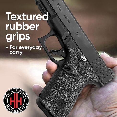 شريط قبضة مسدس Handleitgrips متوافق مع Glock 19 Gen 5 - شريط قبضة مسدس مطاطي أسود مزخرف، سهل التركيب، أجزاء وإكسسوارات البندقية، مملوكة للمحاربين القدامى، صنع في الولايات المتحدة الأمريكية in Kuwait