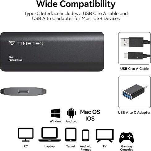 محرك أقراص SSD خارجي فائق السرعة وخفيف الوزن بسعة 500 جيجابايت، محرك أقراص SSD خارجي فائق السرعة وخفيف للألعاب والطلاب والمهنيين، محرك أقراص الحالة الصلبة الخارجي الصغير الأنيق والمتين، 3.2 USB-C متوافق مع أجهزة الكمبيوتر/الكمبيوتر المحمول/Mac/الهاتف/الكم in Kuwait