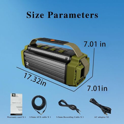 مكبر صوت بلوتوث Dreamwave Tremor III خارجي، 100 وات 107 ديسيبل بصوت عالٍ، صوت هاي فاي، صوت جهير عميق، ستيريو عالٍ، IP66 مقاوم للماء والصدمات، لاسلكي محمول، مثالي للتخييم، الفناء الخلفي (أخضر جيشي) in Kuwait