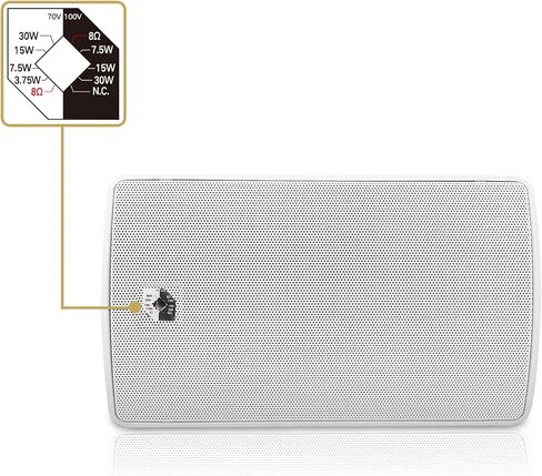 Sound Town Pair of 8" Weather-Resistant Surface-Mount Speaker, Indoor/Outdoor, 70V/100V/8ohm, for Home & Commercial Installation, White (TARVOS-8W-PAIR) in Saudi Arabia