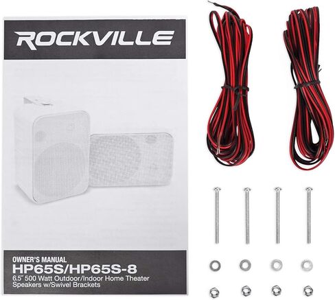 Rockville HP65S-8 500 واط 6.5 بوصة مكبرات صوت مسرح منزلي خارجية/داخلية ثنائية الاتجاه، IPX44 مقاومة للطقس، شواية من الفولاذ المقاوم للصدأ، أطراف زنبركية مطلية بالذهب، 40 هرتز -20 كيلو هرتز، 8 أوم، 6 قطع in Saudi Arabia
