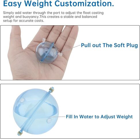 OriGlam 5pcs Fishing Slip Cast Spin Floats, Spin Float Fishing Bobbers, Fillable Plastic Water Balls Bubble Bobber for Topwater Angling (1.57 inch) in Saudi Arabia