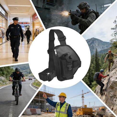 UAYESOK Universal Tactical Chest Rig Radio Pouch Holder, Walkie Talkie Shoulder Harness with Tool Pocket for Hunting, Hiking, Firefighter, Police, Search and Rescue(Black) in Saudi Arabia