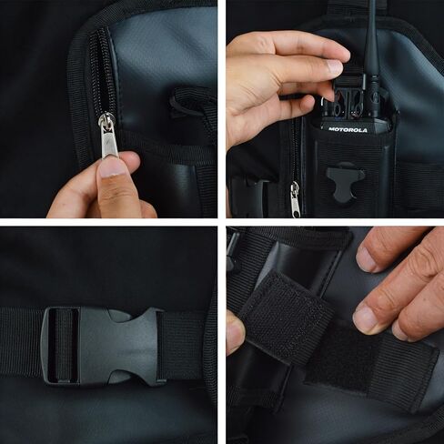 UAYESOK Universal Tactical Chest Rig Radio Pouch Holder, Walkie Talkie Shoulder Harness with Tool Pocket for Hunting, Hiking, Firefighter, Police, Search and Rescue(Black) in Saudi Arabia