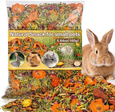 Sukh Arbbit Natural Botanical Treats - 160g غينيا خنزير يعالج صحية تجميد مختلط مختلط مجفف ، زهور وهامستر الفاكهة للأرنب ، خنزير غينيا ، الهامستر ، شينشيلا ، جيربيل in Saudi Arabia