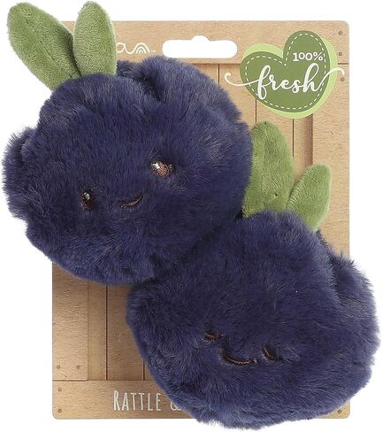 Ebba™ Adorable Precious Produce™ مجموعة خشخيشة وخشخشة التوت الأزرق للأطفال المحشوة - تصميم مشرق وملون - متعة تفاعلية - أزرق 4 بوصات in Saudi Arabia