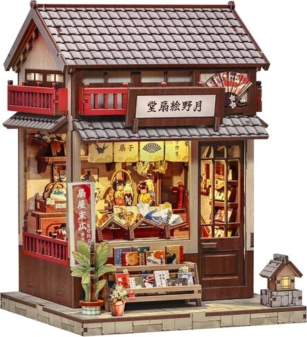 CUTEBEE Book Nook Kit - Japanese Sakura Kimono Shop DIY Dollhouse 3D Wooden Puzzle Booknook for Adults and Teens, Miniature House Bookshelf Decor, Ideal Gift for Family and Friends in Kuwait