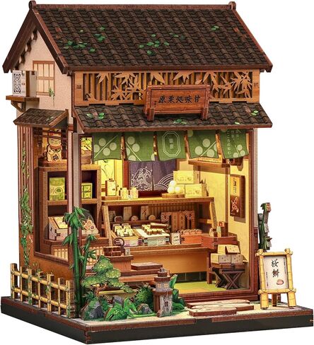 CUTEBEE Book Nook Kit - Japanese Sakura Kimono Shop DIY Dollhouse 3D Wooden Puzzle Booknook for Adults and Teens, Miniature House Bookshelf Decor, Ideal Gift for Family and Friends in Kuwait