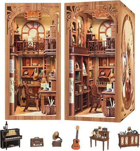 CUTEBEE Book Nook Kit - Japanese Sakura Kimono Shop DIY Dollhouse 3D Wooden Puzzle Booknook for Adults and Teens, Miniature House Bookshelf Decor, Ideal Gift for Family and Friends in Kuwait
