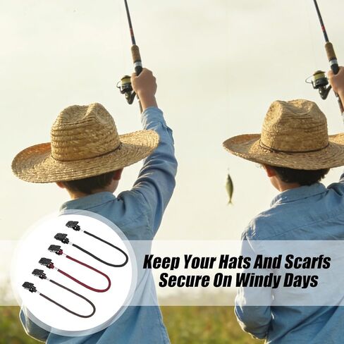 6 Pieces Hat Clips Windproof Hats Strap Clip Keeper Clips Hat-Clip for Wind Adjustable Retainers with Strings Hats Rides for Fishing Keeper Eyewear Holder for Sport Baseball Sailing Outdoor in Saudi Arabia