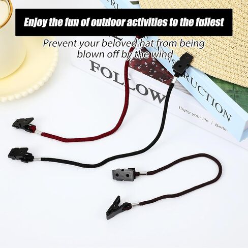 6 Pieces Hat Clips Windproof Hats Strap Clip Keeper Clips Hat-Clip for Wind Adjustable Retainers with Strings Hats Rides for Fishing Keeper Eyewear Holder for Sport Baseball Sailing Outdoor in Saudi Arabia
