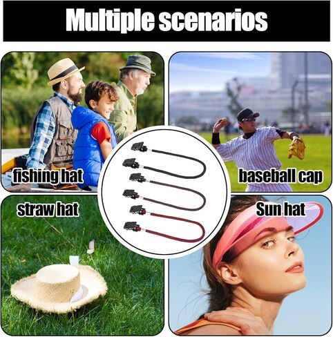 6 Pieces Hat Clips Windproof Hats Strap Clip Keeper Clips Hat-Clip for Wind Adjustable Retainers with Strings Hats Rides for Fishing Keeper Eyewear Holder for Sport Baseball Sailing Outdoor in Saudi Arabia