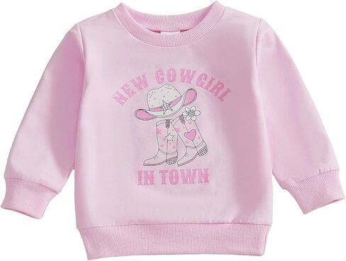 FYBITBO Western Toddler Little Girls Clothes Cowgirl Boots Print Crewneck Sweatshirt Kids Pullover Long Sleeve Shirt Tops in Saudi Arabia