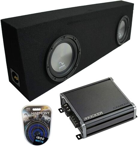 Harmony Audio HA-A102 Alloy Series 10 بوصة Sub 800W Dual 2 Ohm Subwoofer، 46CXA8001 Universal Car Stereo Class D 1600W Peak Sub Amplifier وTRUCK492X10 Sub Enclosure in Kuwait
