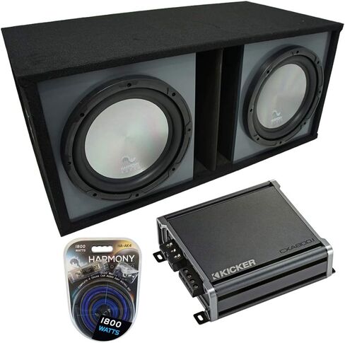 Harmony Audio HA-A102 Universal Car Stereo Alloy Series 10 "800W Dual 2 Ohm Sub، 46CXA8001 سيارة صوت فئة D Mono 1600W Peak Sub Amp وSOLORND2X10V ثنائي 10 فتحة تنفيس قابلة للطلاء ستيريو يربك in Saudi Arabia