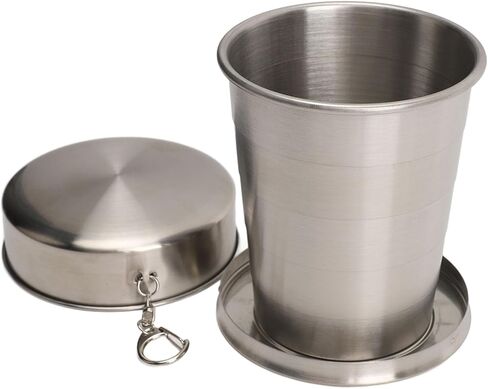Outdoor Travel Collapsible Cup, Stainless Steel Folding Camping Cup, Portable Drinking Mug With Keychain for Hiking and Picnic (450ML) in Saudi Arabia