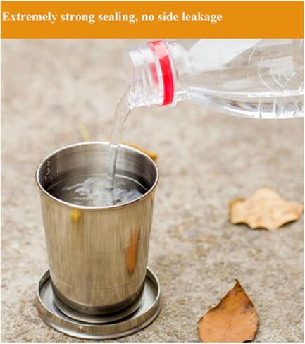 Outdoor Travel Collapsible Cup, Stainless Steel Folding Camping Cup, Portable Drinking Mug With Keychain for Hiking and Picnic (450ML) in Saudi Arabia