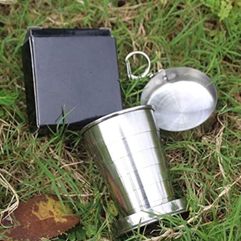 Outdoor Travel Collapsible Cup, Stainless Steel Folding Camping Cup, Portable Drinking Mug With Keychain for Hiking and Picnic (450ML) in Saudi Arabia