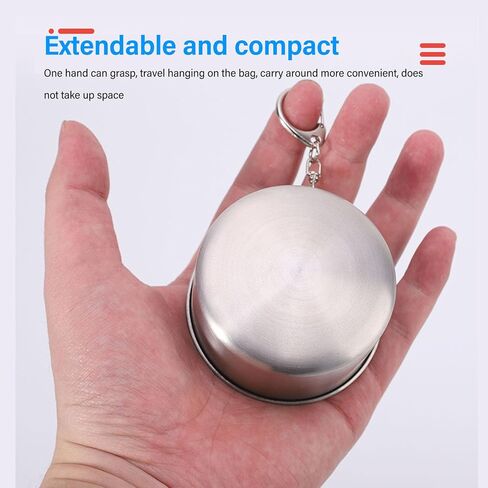 Outdoor Travel Collapsible Cup, Stainless Steel Folding Camping Cup, Portable Drinking Mug With Keychain for Hiking and Picnic (450ML) in Saudi Arabia