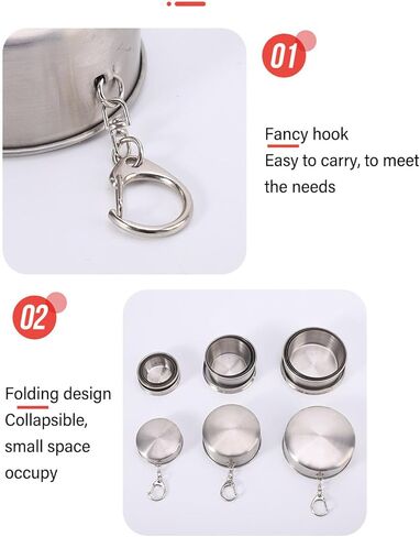 Outdoor Travel Collapsible Cup, Stainless Steel Folding Camping Cup, Portable Drinking Mug With Keychain for Hiking and Picnic (450ML) in Saudi Arabia
