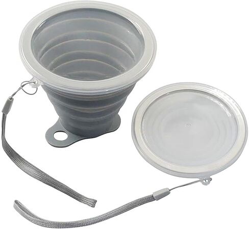 2 Pack Silicone Collapsible Cups for Camping Traveling, Small Portable Foldable Drinking Cup with Lid for Outdoor Hiking (270ml, Pink/Purple) in Kuwait