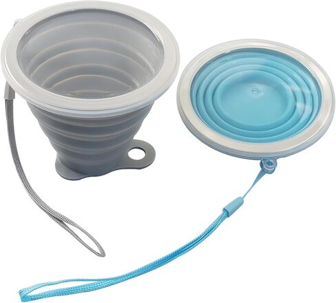 2 Pack Silicone Collapsible Cups for Camping Traveling, Small Portable Foldable Drinking Cup with Lid for Outdoor Hiking (270ml, Pink/Purple) in Saudi Arabia