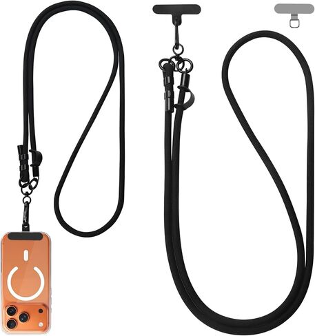 1 Phone Lanyard with 2 Phone Patches for iPhone, Adjustable Anti Theft Phone Strap for All Phones, Also for Small Hangables, Suitable for Men and Women, Skin-Friendly, Ideal for Home and Travel in Saudi Arabia