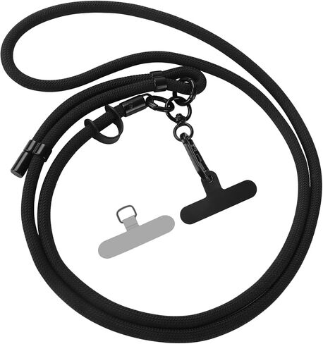 1 Phone Lanyard with 2 Phone Patches for iPhone, Adjustable Anti Theft Phone Strap for All Phones, Also for Small Hangables, Suitable for Men and Women, Skin-Friendly, Ideal for Home and Travel in Saudi Arabia