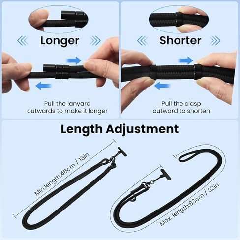 1 Phone Lanyard with 2 Phone Patches for iPhone, Adjustable Anti Theft Phone Strap for All Phones, Also for Small Hangables, Suitable for Men and Women, Skin-Friendly, Ideal for Home and Travel in Saudi Arabia