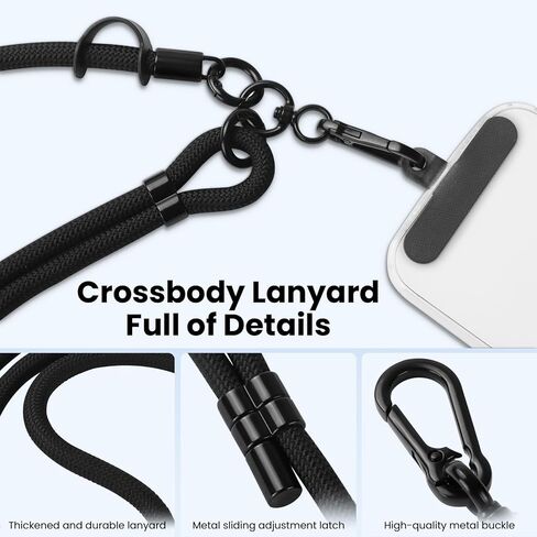 1 Phone Lanyard with 2 Phone Patches for iPhone, Adjustable Anti Theft Phone Strap for All Phones, Also for Small Hangables, Suitable for Men and Women, Skin-Friendly, Ideal for Home and Travel in Saudi Arabia