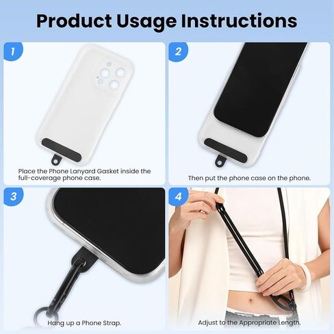 1 Phone Lanyard with 2 Phone Patches for iPhone, Adjustable Anti Theft Phone Strap for All Phones, Also for Small Hangables, Suitable for Men and Women, Skin-Friendly, Ideal for Home and Travel in Saudi Arabia