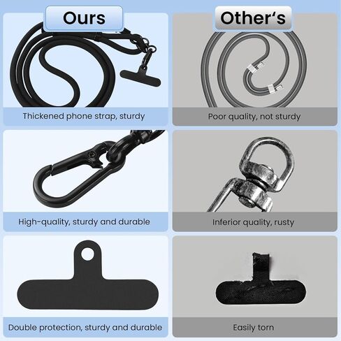 1 Phone Lanyard with 2 Phone Patches for iPhone, Adjustable Anti Theft Phone Strap for All Phones, Also for Small Hangables, Suitable for Men and Women, Skin-Friendly, Ideal for Home and Travel in Saudi Arabia