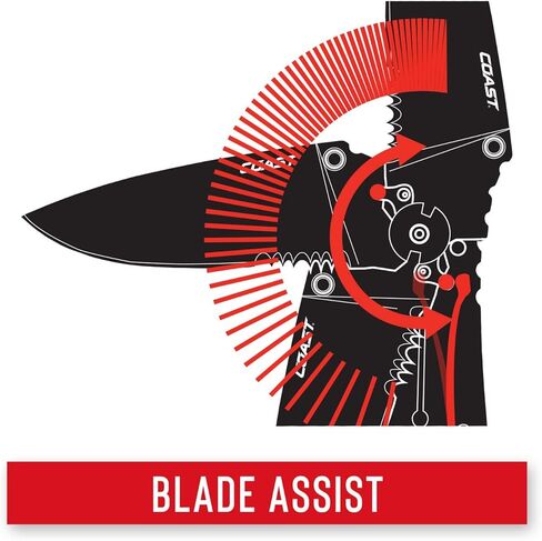 سكين COAST RX350 Blade Assist التكتيكي القابل للطي مع شفرة مسننة من الفولاذ المقاوم للصدأ مقاس 3.625 بوصة in Kuwait
