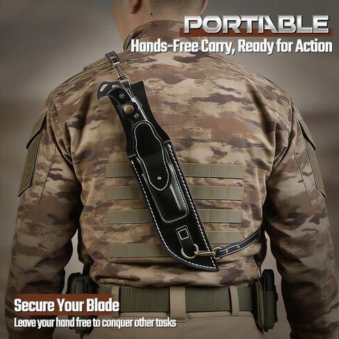 Kukri Fixed Blade Knife - Heavy Duty Outdoor Knife with Back Strap Leather Sheath, Full Tang Survival Knives for Cutting Wood, Cleaning Brush, Present Men Gifts in Saudi Arabia