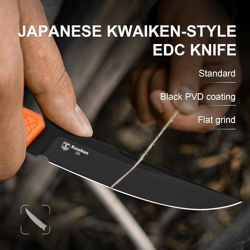 Kizer Kwaiken Fixed Blade Knife, 3.94" D2 Steel Hunting EDC with Orange G10 Handle, Survival Knife with Adjustable Sheath for Hiking Camping Outdoor Knives 1066A2 in Saudi Arabia