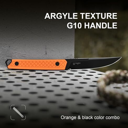 Kizer Kwaiken Fixed Blade Knife, 3.94" D2 Steel Hunting EDC with Orange G10 Handle, Survival Knife with Adjustable Sheath for Hiking Camping Outdoor Knives 1066A2 in Saudi Arabia