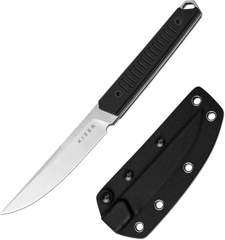 Kizer Kwaiken Fixed Blade Knife, 3.94" D2 Steel Hunting EDC with Orange G10 Handle, Survival Knife with Adjustable Sheath for Hiking Camping Outdoor Knives 1066A2 in Saudi Arabia