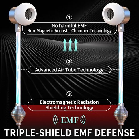 سماعات رأس أنبوبية USB-C | سماعات أذن سلكية مضادة للإشعاع خالية من EMF مع ميكروفون لحماية السمع | صوت عالي الدقة ومكالمات واضحة | التحكم في مستوى الصوت، محول USB C لأجهزة iPhone 15 وAndroid والكمبيوتر المحمول in Kuwait