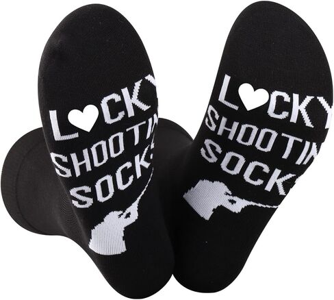 GJTIM 2 Pairs Clay Pigeon Shooter Gift Shooting Range Gift Skeet Shooting Present Lucky Shooting Men's Socks for Shooters in Saudi Arabia