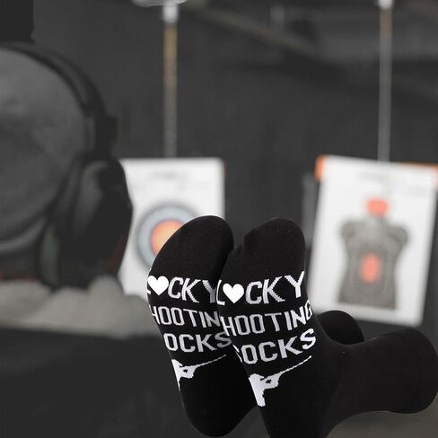 GJTIM 2 Pairs Clay Pigeon Shooter Gift Shooting Range Gift Skeet Shooting Present Lucky Shooting Men's Socks for Shooters in Saudi Arabia