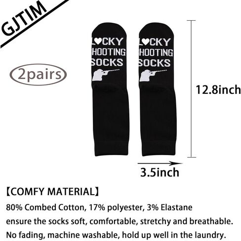GJTIM 2 Pairs Clay Pigeon Shooter Gift Shooting Range Gift Skeet Shooting Present Lucky Shooting Men's Socks for Shooters in Saudi Arabia