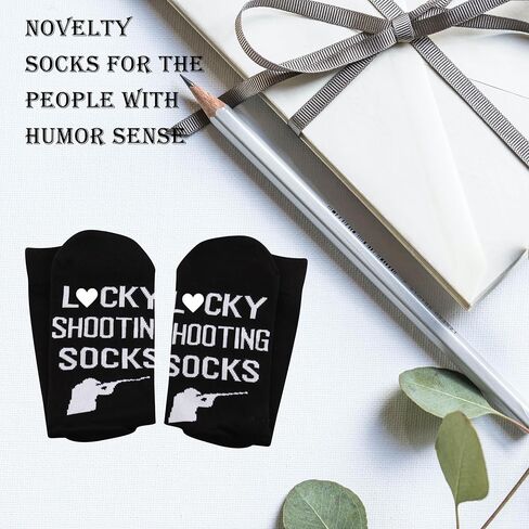 GJTIM 2 Pairs Clay Pigeon Shooter Gift Shooting Range Gift Skeet Shooting Present Lucky Shooting Men's Socks for Shooters in Saudi Arabia