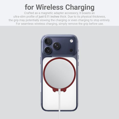 Grat 4 for Magsafe Magnetic Phone Grip Stand, 360° Rotatable Elastic Strap Loop, Detachable Ultra-Thin Aluminum Ring Kickstand Compatible with iPhone 17 Pro Max Air 16 15 14 13 12, Black in Saudi Arabia