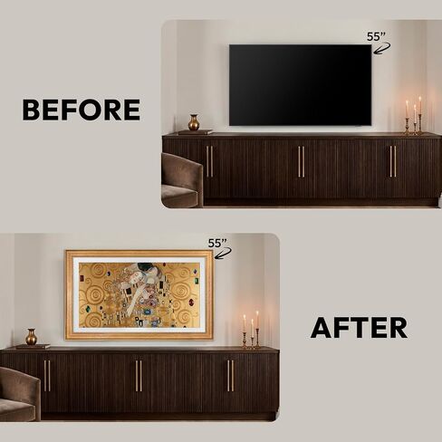 إطار تلفزيون ذهبي عتيق لأجهزة تلفزيون Samsung The Frame & PRO (يناسب 2021-2025، 32-85 بوصة)، TCL NXTVISION، HISENSE CanvasTV، سهل التركيب، ملاءمة دقيقة، جودة مصنوعة يدويًا (Hisense CanvasTV، 65 بوصة) in Kuwait