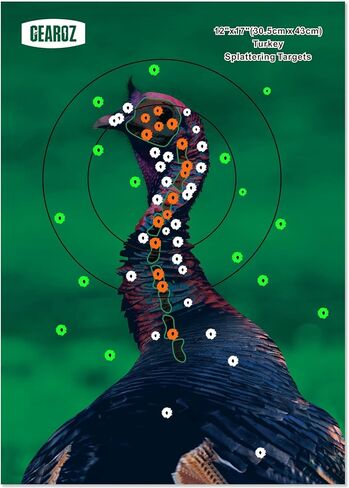 Turkey Targets for Shotgun Patterning, 15PCS 12"x17" Splatter Target Stickers for Turkey Shooting Practice, Pre-Game Realistic Animal Target Self-Adhesive Reactive Paper Stickers for Practice in Saudi Arabia