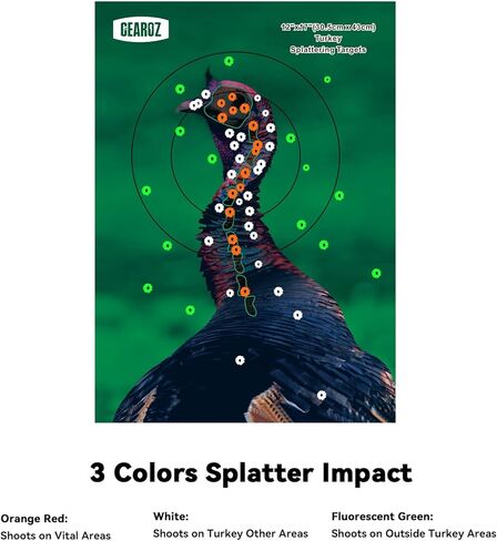 Turkey Targets for Shotgun Patterning, 15PCS 12"x17" Splatter Target Stickers for Turkey Shooting Practice, Pre-Game Realistic Animal Target Self-Adhesive Reactive Paper Stickers for Practice in Saudi Arabia