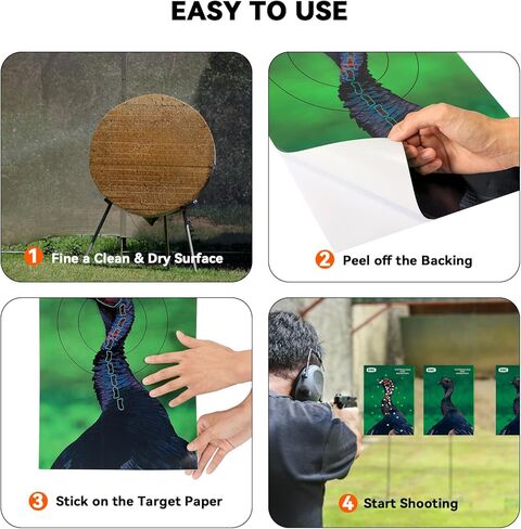 Turkey Targets for Shotgun Patterning, 15PCS 12"x17" Splatter Target Stickers for Turkey Shooting Practice, Pre-Game Realistic Animal Target Self-Adhesive Reactive Paper Stickers for Practice in Saudi Arabia